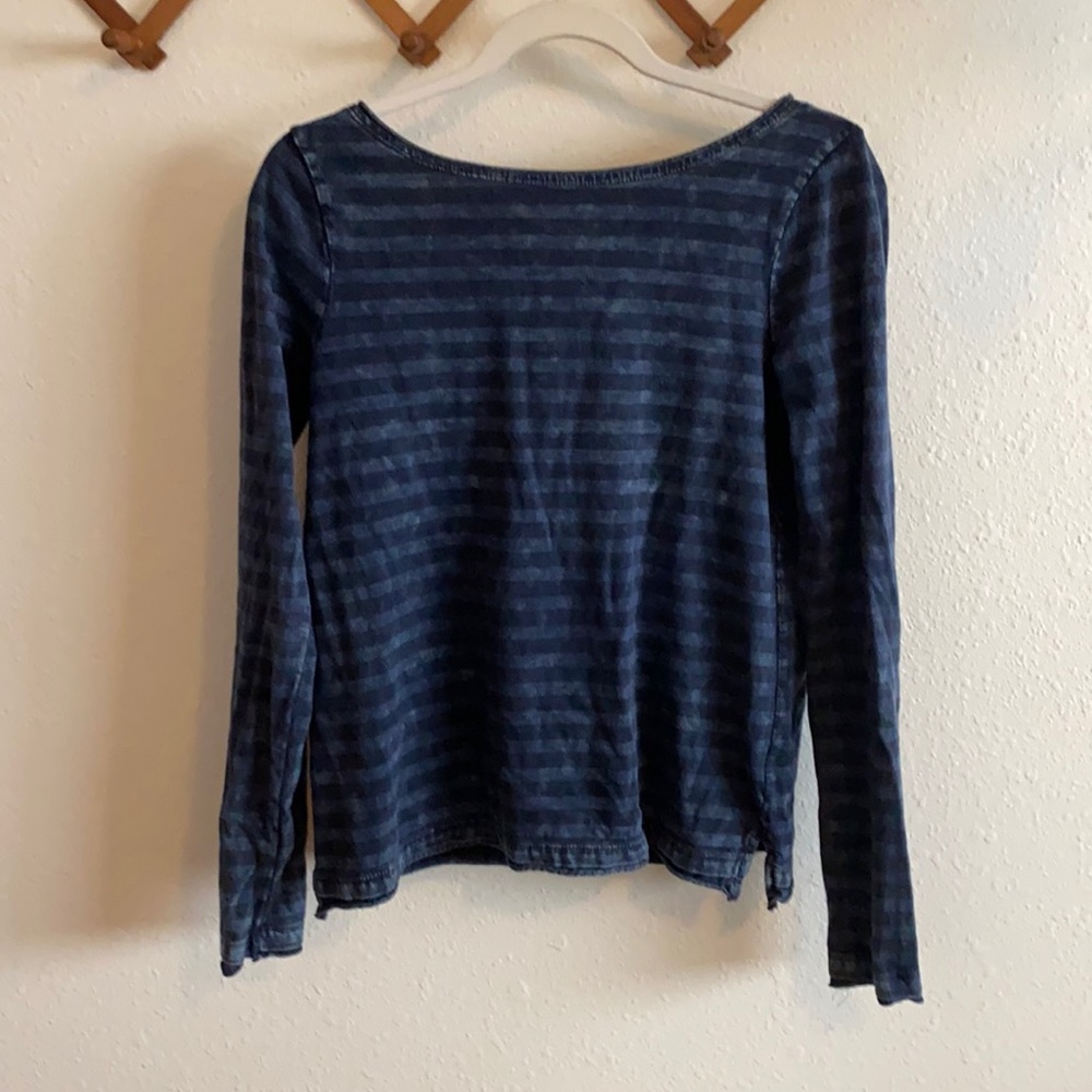 Dark blue long sleeve striped free people shirt